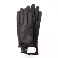 Läderhandskar, teddyfoder, svart