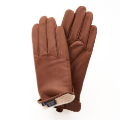 Handskar med ullfoder, konjak