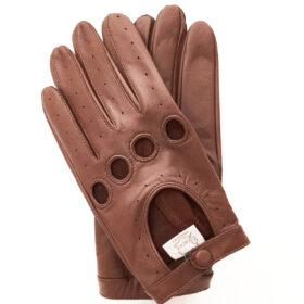 Ajokäsineet nahkaa, konjakki